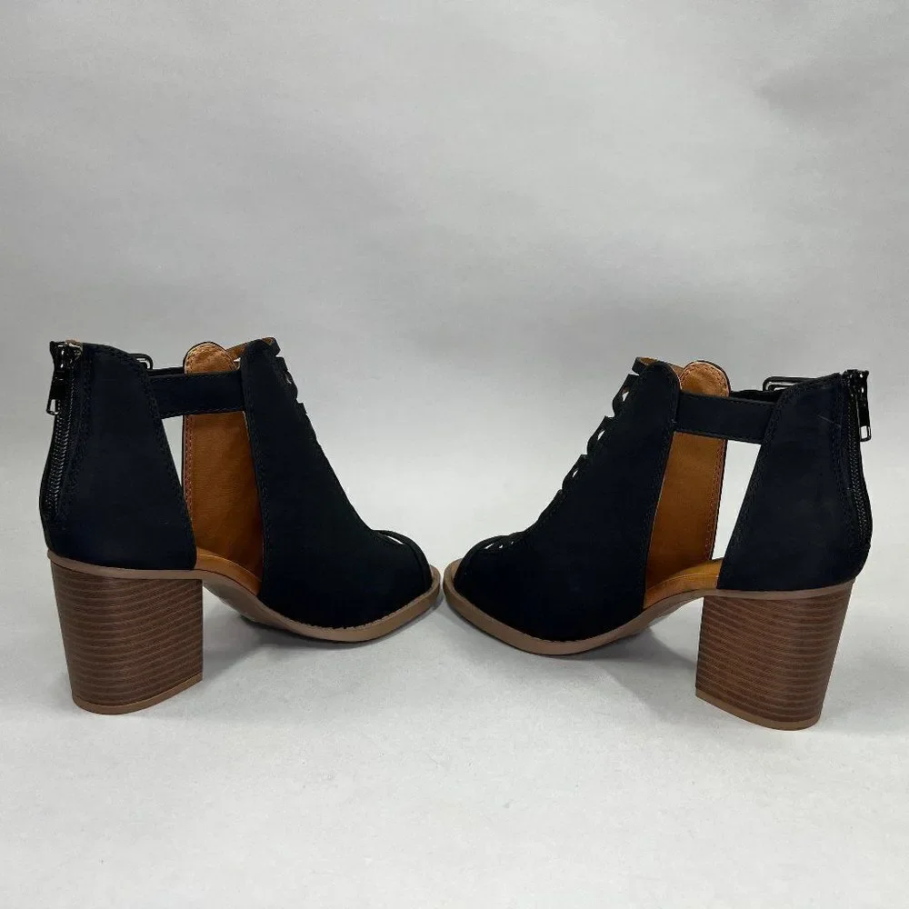 Soda Women's Size‎ 8.5 Black Peep Toe Ankle Boots